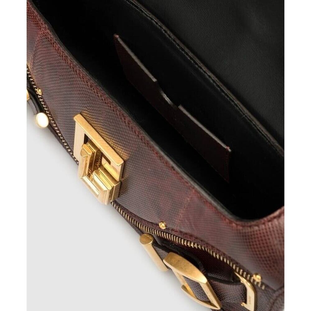 Balmain Blaze Croc-Embossed Karung Snake Skin & Lambskin Lining NWT Crossbody - Picture 7 of 13